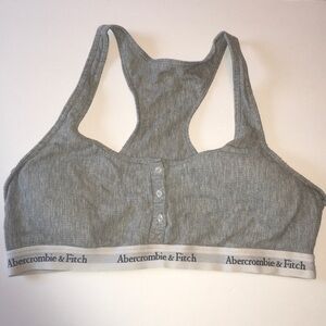 Abercrombie & Fitch XL Light Gray Ribbed Button-Front Racerback Bralette